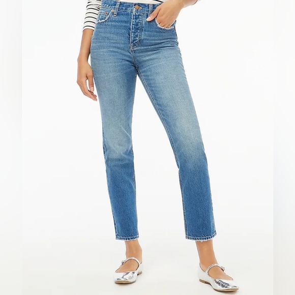 J. Crew high rise straight jean  button fly Premium Edition Women's 25 Denim NWT - Picture 1 of 7